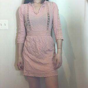 Pretty Pink Casual Half Sleeve Dress